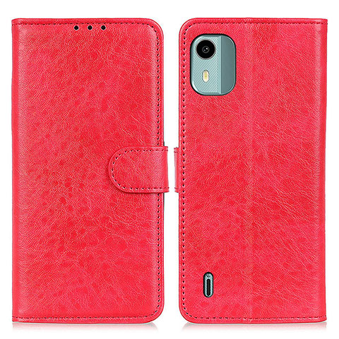 Custodia Portafoglio In Pelle Cover con Supporto A07D per Nokia C12 Pro Rosso