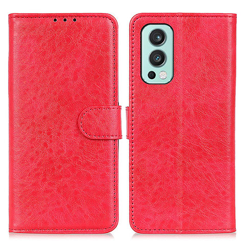 Custodia Portafoglio In Pelle Cover con Supporto A07D per OnePlus Nord 2 5G Rosso