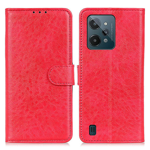 Custodia Portafoglio In Pelle Cover con Supporto A07D per Realme C31 Rosso