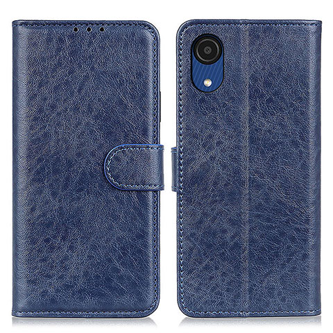 Custodia Portafoglio In Pelle Cover con Supporto A07D per Samsung Galaxy A03 Core Blu