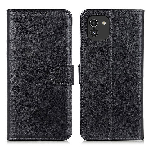 Custodia Portafoglio In Pelle Cover con Supporto A07D per Samsung Galaxy A03 Nero