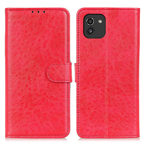 Custodia Portafoglio In Pelle Cover con Supporto A07D per Samsung Galaxy A03 Rosso