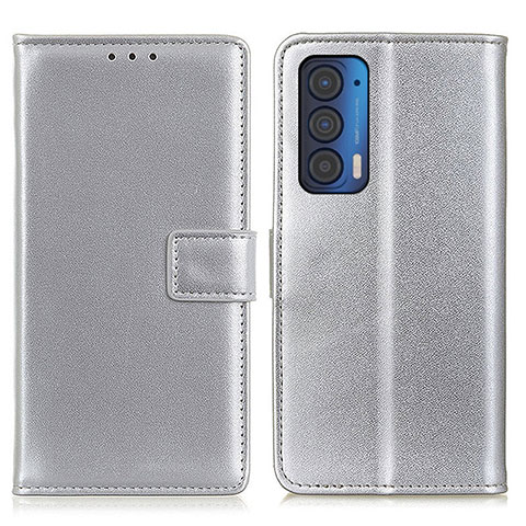 Custodia Portafoglio In Pelle Cover con Supporto A08D per Motorola Moto Edge (2021) 5G Argento