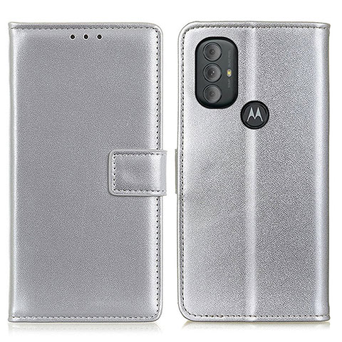 Custodia Portafoglio In Pelle Cover con Supporto A08D per Motorola Moto G Play (2023) Argento