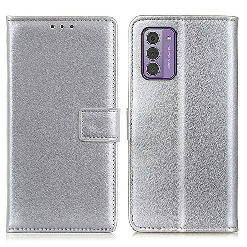 Custodia Portafoglio In Pelle Cover con Supporto A08D per Nokia G310 5G Argento