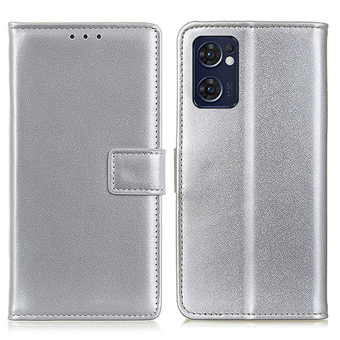 Custodia Portafoglio In Pelle Cover con Supporto A08D per OnePlus Nord CE 2 5G Argento