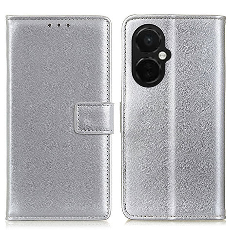 Custodia Portafoglio In Pelle Cover con Supporto A08D per OnePlus Nord N30 5G Argento