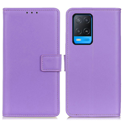 Custodia Portafoglio In Pelle Cover con Supporto A08D per Oppo A54 4G Viola