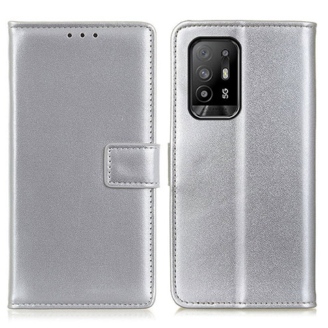 Custodia Portafoglio In Pelle Cover con Supporto A08D per Oppo A95 5G Argento