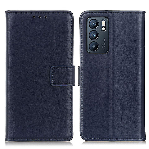 Custodia Portafoglio In Pelle Cover con Supporto A08D per Oppo Reno6 5G Blu