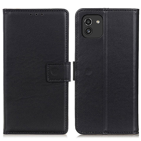 Custodia Portafoglio In Pelle Cover con Supporto A08D per Samsung Galaxy A03 Nero