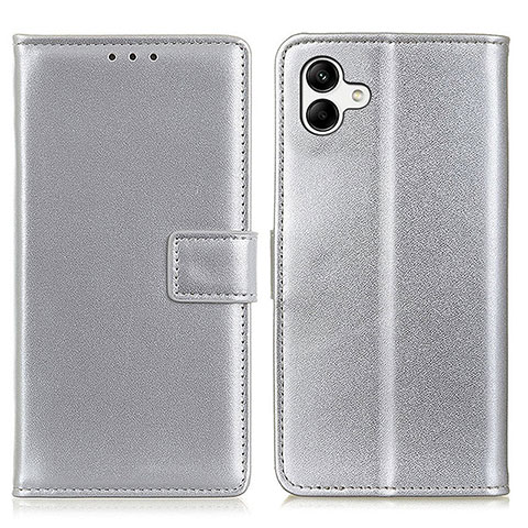 Custodia Portafoglio In Pelle Cover con Supporto A08D per Samsung Galaxy F04 Argento