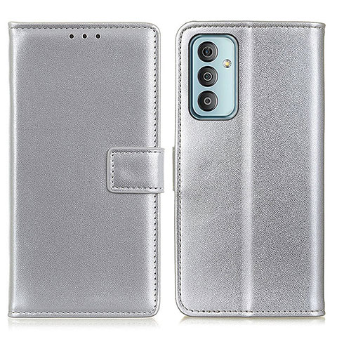 Custodia Portafoglio In Pelle Cover con Supporto A08D per Samsung Galaxy M23 5G Argento