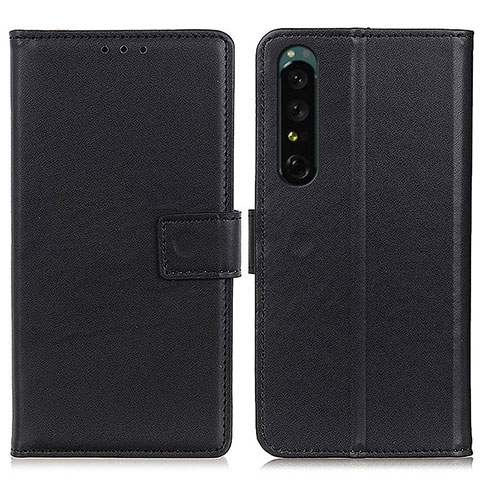 Custodia Portafoglio In Pelle Cover con Supporto A08D per Sony Xperia 1 V Nero