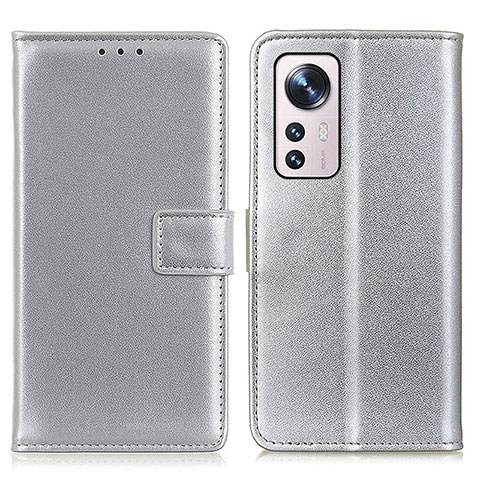 Custodia Portafoglio In Pelle Cover con Supporto A08D per Xiaomi Mi 12 5G Argento