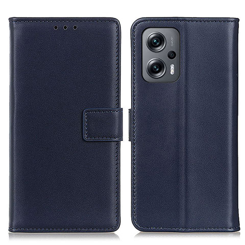 Custodia Portafoglio In Pelle Cover con Supporto A08D per Xiaomi Poco F5 5G Blu