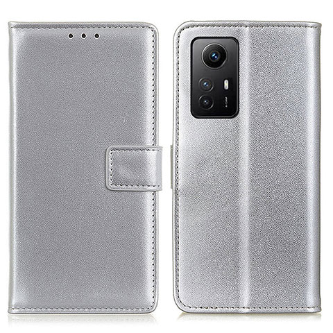 Custodia Portafoglio In Pelle Cover con Supporto A08D per Xiaomi Redmi Note 12S Argento