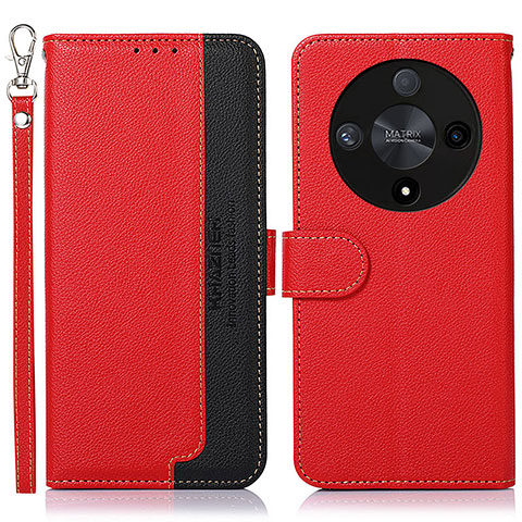 Custodia Portafoglio In Pelle Cover con Supporto A09D per Huawei Honor X9b 5G Rosso