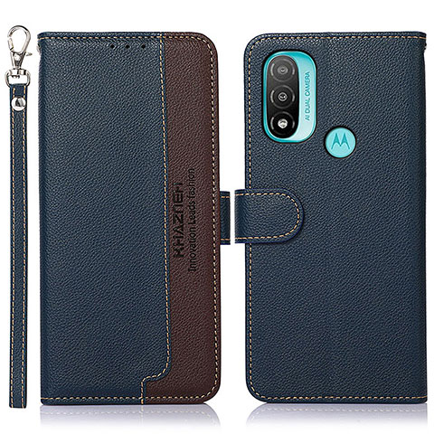 Custodia Portafoglio In Pelle Cover con Supporto A09D per Motorola Moto E40 Blu