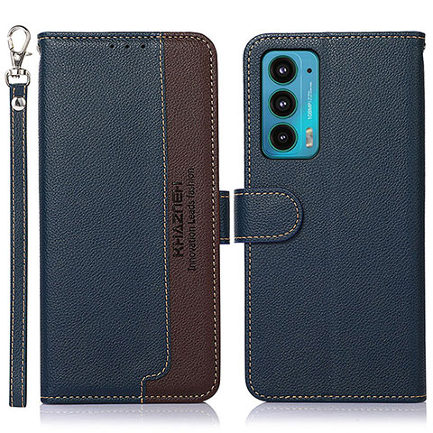 Custodia Portafoglio In Pelle Cover con Supporto A09D per Motorola Moto Edge 20 5G Blu