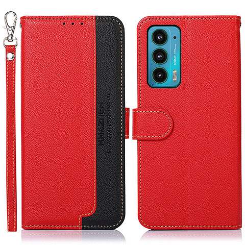 Custodia Portafoglio In Pelle Cover con Supporto A09D per Motorola Moto Edge 20 5G Rosso