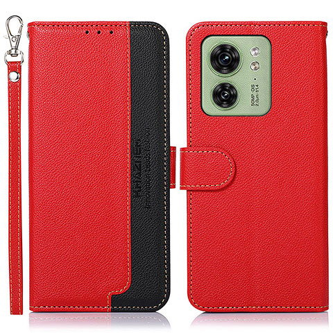 Custodia Portafoglio In Pelle Cover con Supporto A09D per Motorola Moto Edge (2023) 5G Rosso