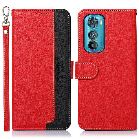 Custodia Portafoglio In Pelle Cover con Supporto A09D per Motorola Moto Edge 30 5G Rosso