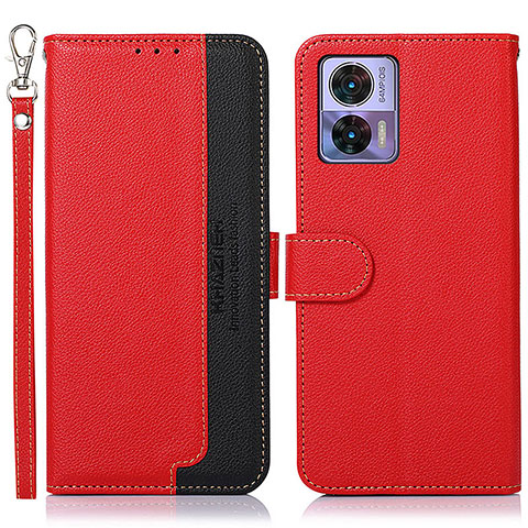 Custodia Portafoglio In Pelle Cover con Supporto A09D per Motorola Moto Edge 30 Lite 5G Rosso