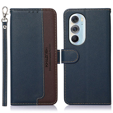 Custodia Portafoglio In Pelle Cover con Supporto A09D per Motorola Moto Edge X30 5G Blu