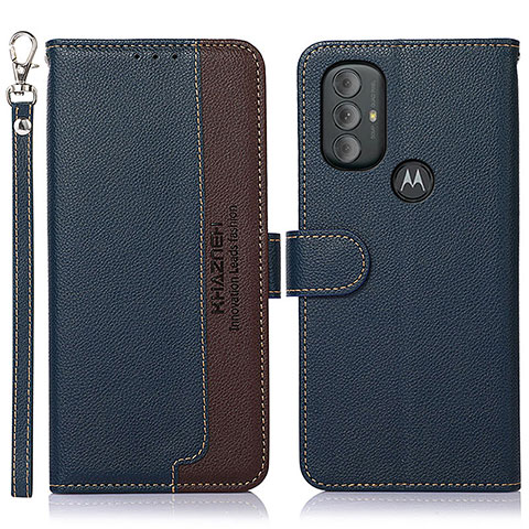 Custodia Portafoglio In Pelle Cover con Supporto A09D per Motorola Moto G Play Gen 2 Blu