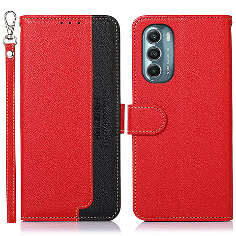 Custodia Portafoglio In Pelle Cover con Supporto A09D per Motorola Moto G Stylus (2022) 4G Rosso