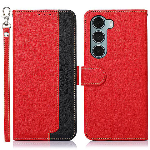 Custodia Portafoglio In Pelle Cover con Supporto A09D per Motorola Moto G200 5G Rosso