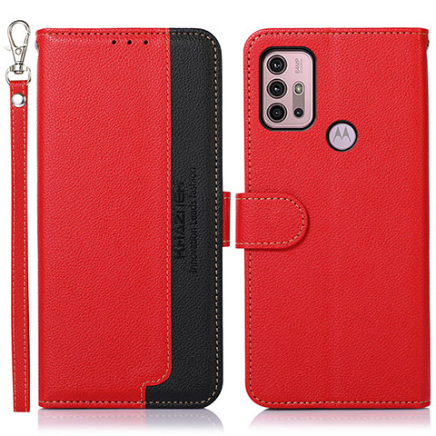 Custodia Portafoglio In Pelle Cover con Supporto A09D per Motorola Moto G31 Rosso