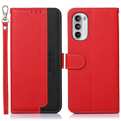 Custodia Portafoglio In Pelle Cover con Supporto A09D per Motorola MOTO G52 Rosso