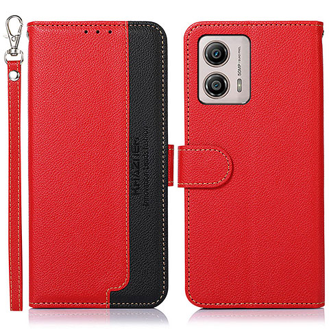 Custodia Portafoglio In Pelle Cover con Supporto A09D per Motorola Moto G53 5G Rosso