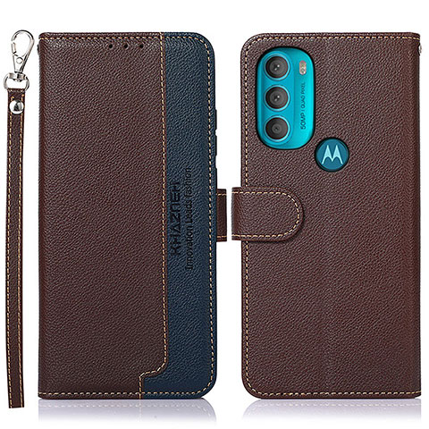 Custodia Portafoglio In Pelle Cover con Supporto A09D per Motorola Moto G71 5G Marrone