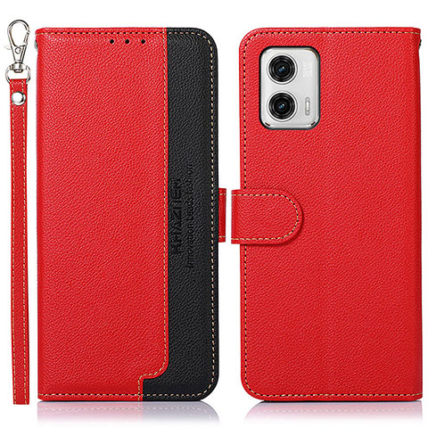 Custodia Portafoglio In Pelle Cover con Supporto A09D per Motorola Moto G73 5G Rosso