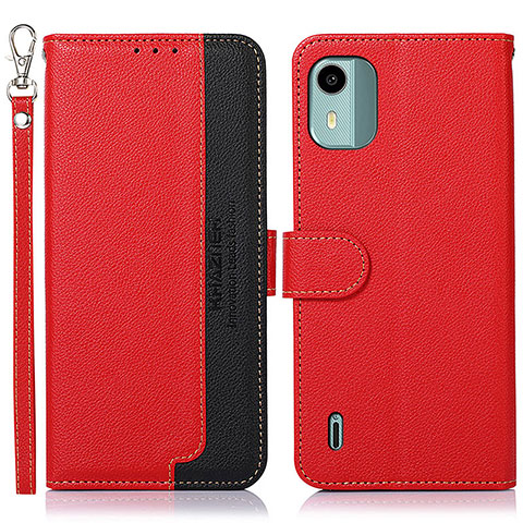 Custodia Portafoglio In Pelle Cover con Supporto A09D per Nokia C12 Plus Rosso