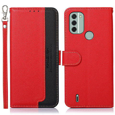 Custodia Portafoglio In Pelle Cover con Supporto A09D per Nokia C31 Rosso