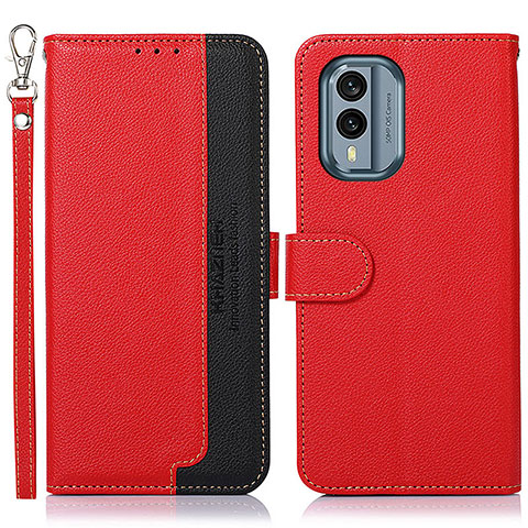 Custodia Portafoglio In Pelle Cover con Supporto A09D per Nokia X30 5G Rosso