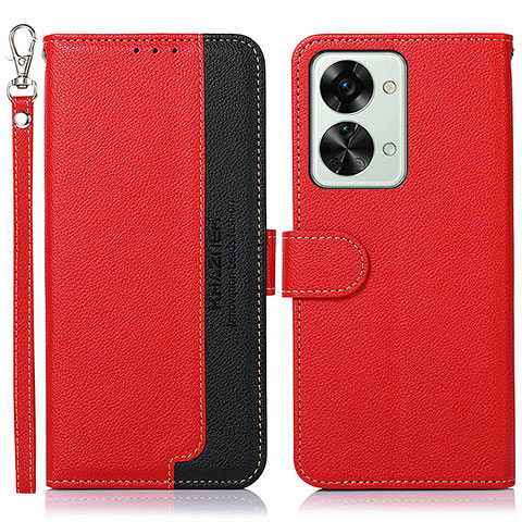 Custodia Portafoglio In Pelle Cover con Supporto A09D per OnePlus Nord 2T 5G Rosso