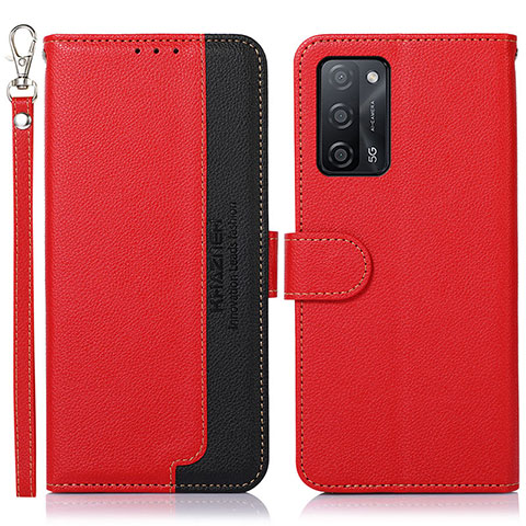 Custodia Portafoglio In Pelle Cover con Supporto A09D per Oppo A53s 5G Rosso