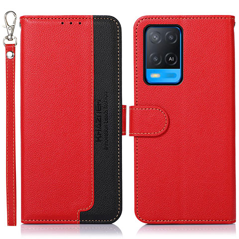 Custodia Portafoglio In Pelle Cover con Supporto A09D per Oppo A54 4G Rosso