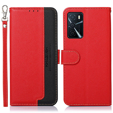 Custodia Portafoglio In Pelle Cover con Supporto A09D per Oppo A54s Rosso