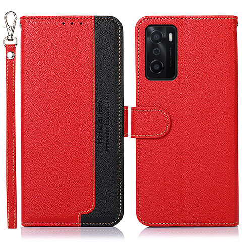 Custodia Portafoglio In Pelle Cover con Supporto A09D per Oppo A55S 5G Rosso