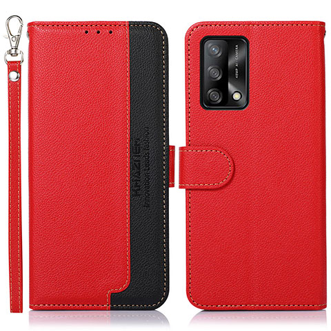 Custodia Portafoglio In Pelle Cover con Supporto A09D per Oppo A95 4G Rosso