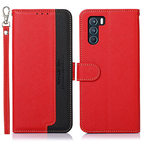 Custodia Portafoglio In Pelle Cover con Supporto A09D per Oppo K9 Pro 5G Rosso