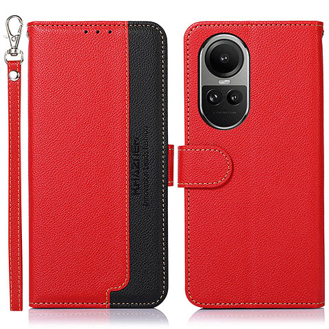 Custodia Portafoglio In Pelle Cover con Supporto A09D per Oppo Reno10 5G Rosso