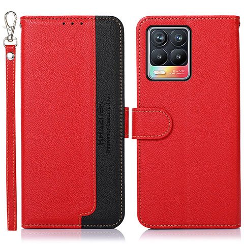 Custodia Portafoglio In Pelle Cover con Supporto A09D per Realme 8 4G Rosso