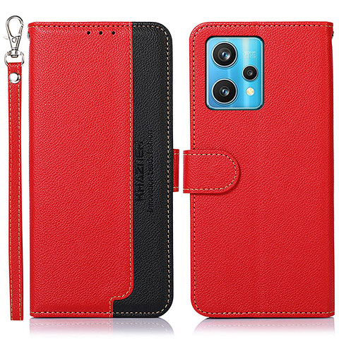 Custodia Portafoglio In Pelle Cover con Supporto A09D per Realme 9 4G Rosso